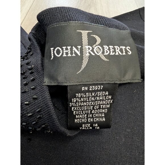 John Roberts Black Beaded Short Sleeve Silk Blend Top Size 14 NWT - Picture 5 of 9